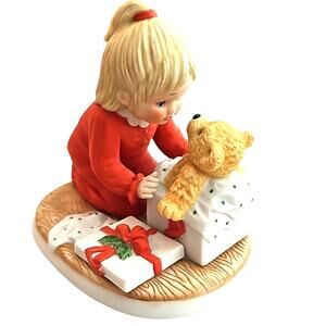 Lenox Collections "Teddy's First Christmas" Adorable Child Figurine w/Teddy Bear